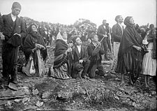 A close-up of the Christian pilgrims during the Miracle of the Sun on 13 October 1917.
