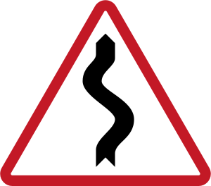 Philippines winding road ahead sign