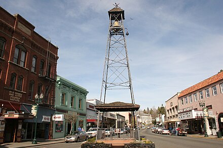 The historic fire bell found in the center of downtown Placerville.