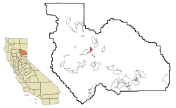 Lage in Plumas County und im Bundesstaat Kalifornien