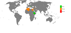 Land hvor Nura (grønt) er mye brukt