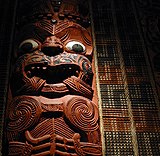 Carved wallpost from Hotunui, a meeting house of the Hauraki people, photo by yours truly. In September 2006, this became a featured photograph on Commons
