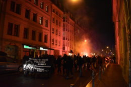 Anarchist banner in Dresden, Germany, translating to "Solidarity must become praxis", 20 January 2020 PraxisGermany - Copy.png