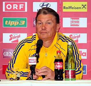 Oleh Blochin at press conference in Innsbruck, Austria