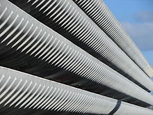 The distinctive curve of the car park balconies Preston Bus Station Car Park.jpeg