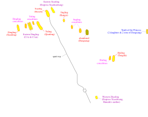 Kort over Östra Qinggravarna hvor Yuling er markeret