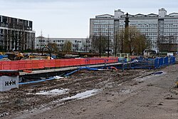 An overview of ongoing renovations at Queen's Gardens in Kingston upon Hull.