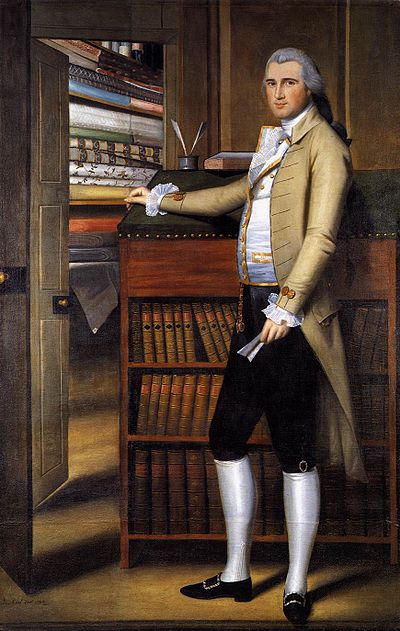 Breeches as worn in the United States in the late 18th century: Elijah Boardman by Ralph Earl, 1789.