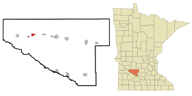 Renville County Minnesota Incorporated and Unincorporated areas Renville Highlighted.svg