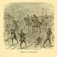 An 1868 illustration of the rescue of Jacob Branson Rescue of Jacob Branson, 1855.jpg