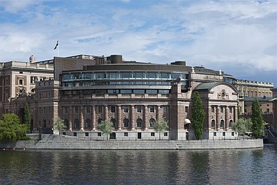 Helgeandsholmen and the Swedish Riksdag Building viewed from west.