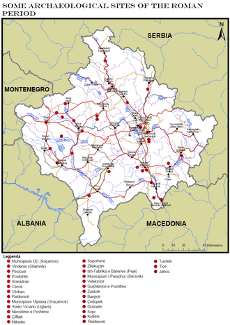 Archaeological sites in Kosovo. RomanMap.PNG