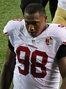 Blair in a game against the Denver Broncos Ronald Blair.JPG