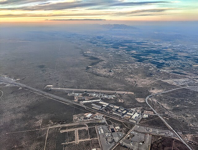 Aerial view of northwest Santa Teresa with the Doña Ana County International Jetport