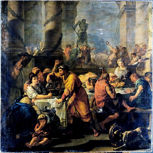 Saturnalia (1783) by Antoine-François Callet, showing his interpretation of what the Saturnalia might have looked like