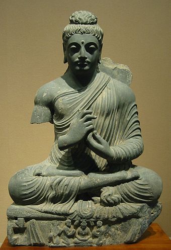 Seated Buddha, Gandhara, 1st-2nd century CE. Tokyo National Museum