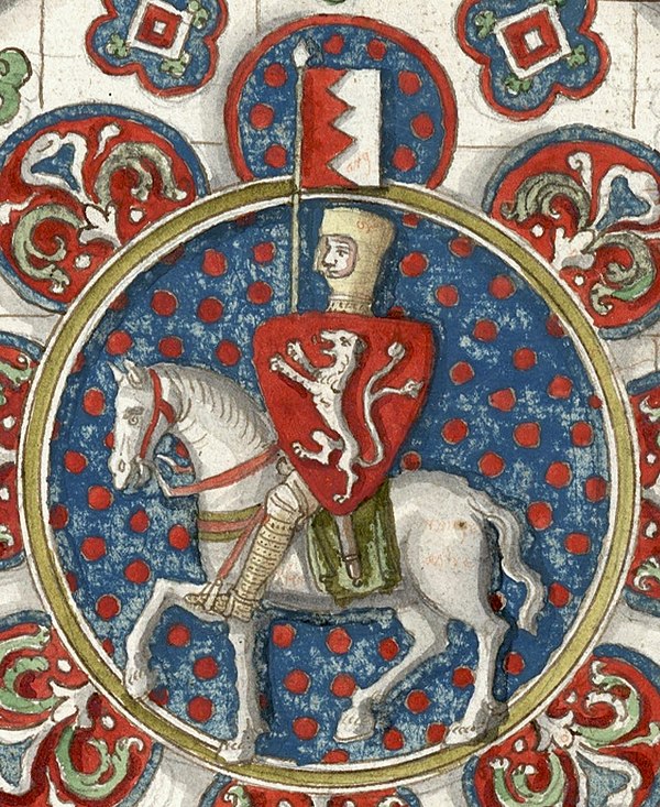 Simon de Montfort, in a drawing of a stained glass window found at Chartres Cathedral, c. 1250