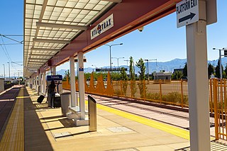 Airport station (UTA) light rail station at the Salt Lake International Airport in Salt Lake City, Utah, United States