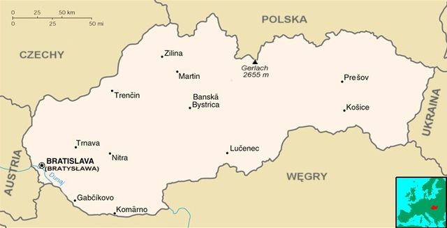 Mapa Słowacji