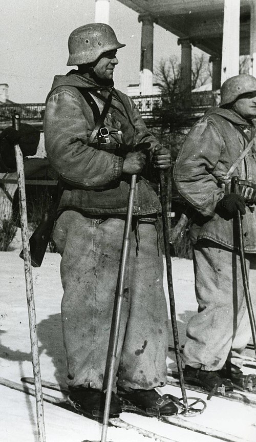 Soldiers of the Blue Division in skis in 1942 near the Volkhov