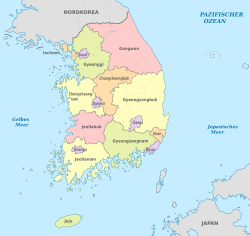 Geografische Karte Südkoreas