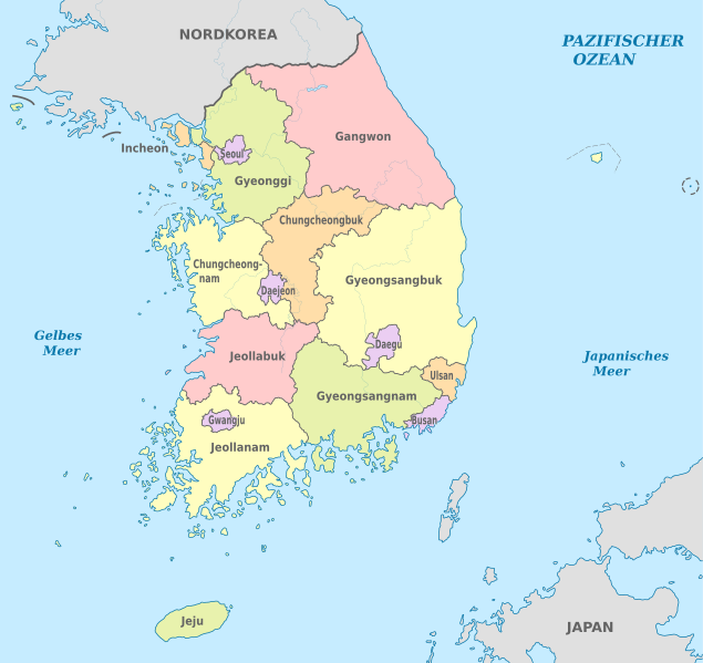 File:South Korea, administrative divisions - de - colored.svg