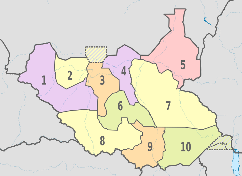 File:South Sudan, administrative divisions - Nmbrs - colored.svg