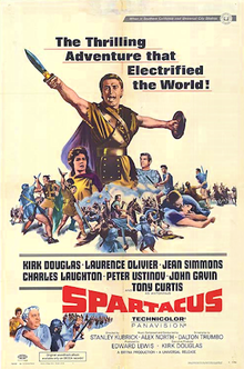 Poster for Stanley Kubrick's Spartacus, one of two films in which Olivier appeared in 1960 Spartacus - 1960 - poster.png