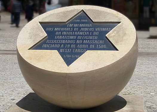 The star of David in largo Sao Domingos, that marks the spot where the Jews massacre of 1506 took place - Lisbon (Portugal)