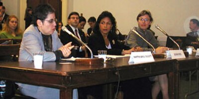 Susan E. Rice (middle) at the USCIRF hearings (November 27, 2001)
