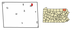 Location of Lanesboro in Susquehanna County, Pennsylvania.