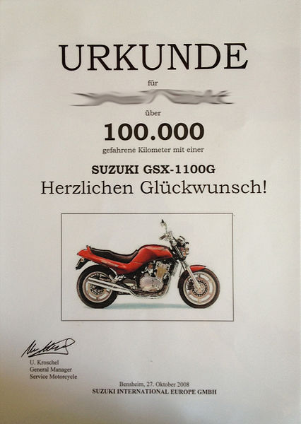 File:Suzuki GSX-1100G; Certificate for 100000km reading in 2008 (nn).jpg