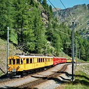 ABe 4/4 I 30 and 34 below Alp Grüm.