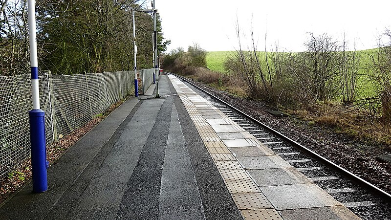 File:Thorntonhall station platform with a view towards Hairmyres, Lanarkshire, Scotland.jpg