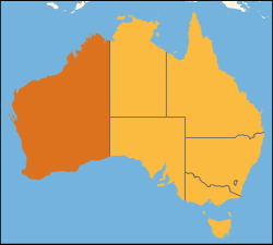 Map of Australia with ਪੱਛਮੀ ਆਸਟਰੇਲੀਆ highlighted