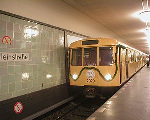 D57 train in the Schönleinstraße underground station for the 75th anniversary of the U8