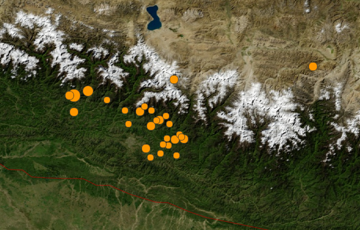 Carte du tremblement de terre et ses répliques