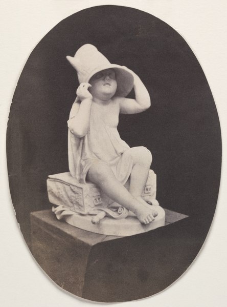 File:Unidentified Photographer - Statue of a Youth in Large Hat (from a John R. Johnston album) - 2003.301 - Cleveland Museum of Art.tif
