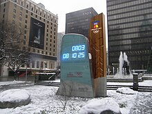 Diese Uhr im Stadtzentrum zeigte die verbleibende Zeit bis zum Beginn der Olympischen Winterspiele 2010 an.