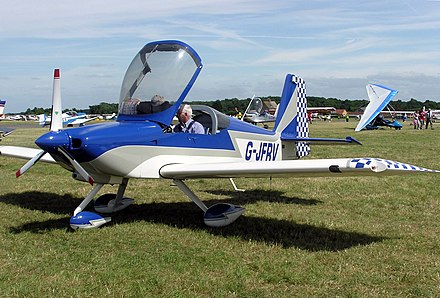 The raised canopy of a Van's Aircraft RV-7