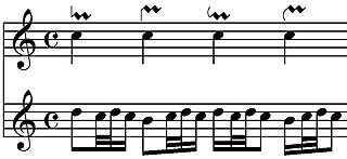 <span class="mw-page-title-main">Mordent</span> Musical ornament; single alternation with the note above or below