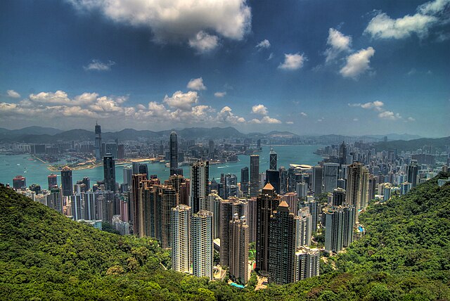 Hongkong látképe a Victoria-csúcsról