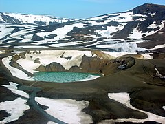 The Víti crater and the central volcano Krafla