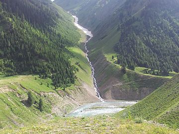 Moraine with receding glacier, Pakistan