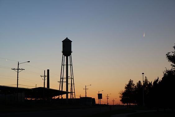 water tower at sunset in Texas