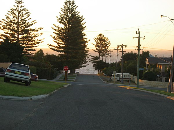 View towards the ocean at sunset from Watermans Bay