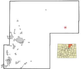 Weld County Colorado Incorporated and Unincorporated areas Raymer Highlighted.svg