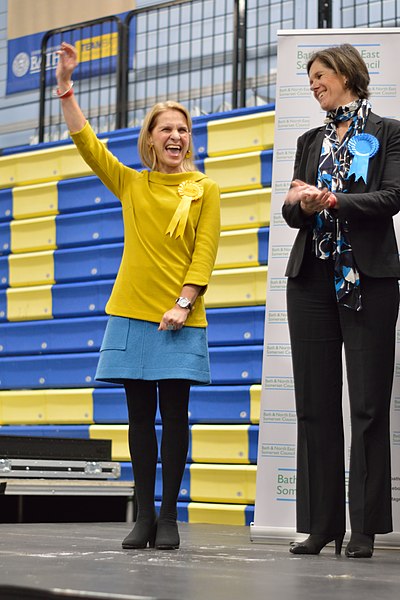 Wera Hobhouse announced winner at the Bath 2019 general election declaration, alongside Annabel Tall the Conservative candidate
