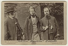 von links: W.B. Scott mit John Ruskin und Dante Gabriel Rossetti (1863)