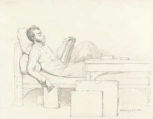 Self-Portrait of the Artist Reclining on a Gothic Couch Reading a Book
